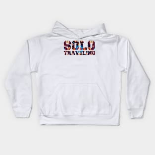 solo traveling , sailing and canoeing , retro hippie van beach surfer longboard aloha Kids Hoodie